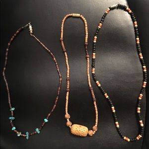 Vintage wood and stone necklaces